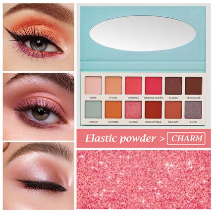 Las Chicas High Pigment Silky Hydroxybenzophenone Non-Vegan Cruelty-Free Cream 12-Color Eyeshadow Palette Makeup Palette