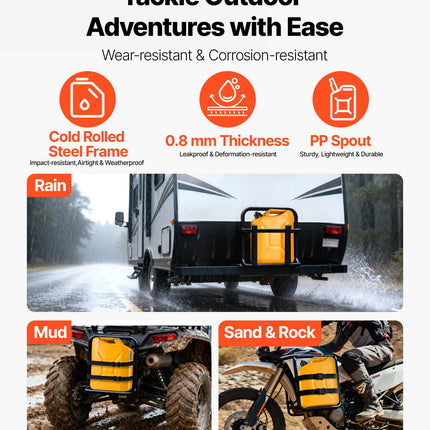 Metal Fuel Container, 5.3 Gallon, Fuel Jerry Can With Spout And Comfort Handle, 6 L/min Max Flow Rate, Leakproof & Corrosion-resistant Metal Gas Tank Most Cars Motorcycle ATV UTV, Yellow