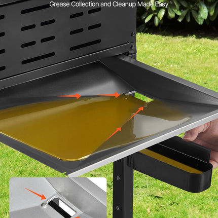 Gas Grill, 3 Burner Propane Gas Grill With Spacious 338 SQ.In Grilling Area, Carbon Steel Enamel Grates, Outdoor 36,000 BTU Patio Garden BBQ Grills With Foldable Side Shelves, Carbon Steel