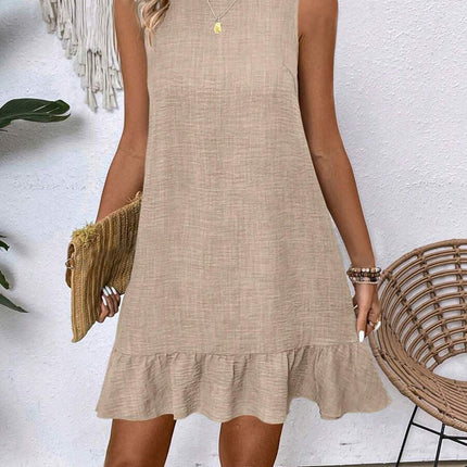 Summer Ruffle Dress Fashion Loose Sleeveless Straight Beach Dresses For Women