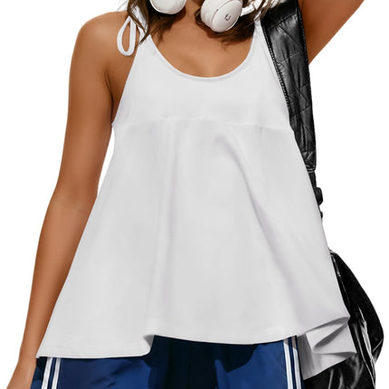 Fisoew Womens Workout Tank Tops Sleeveless Scoop Neck Racerback Loose Summer Active Running Gym Babydoll Shirts