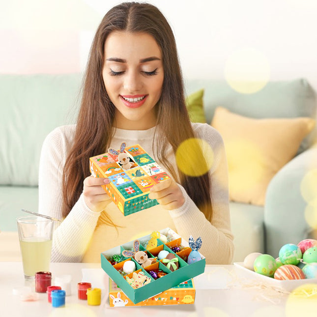 15 Pieces Spring Theme Party Favor Treat Boxes Cute Bunny Carrot Bird Pattern Candy Chocolate Box DIY Holiday Advent Calendar Gift Boxes For Spring Summer Birthday Tea Easter Party Table Decoration