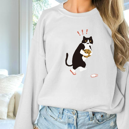 Women's Fashionable Solid Color Printed Long Sleeved Sweatshirt
