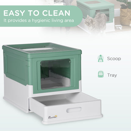 Fully Enclosed Cat Litter Box Portable Pet Toilet With Spoon Large Space