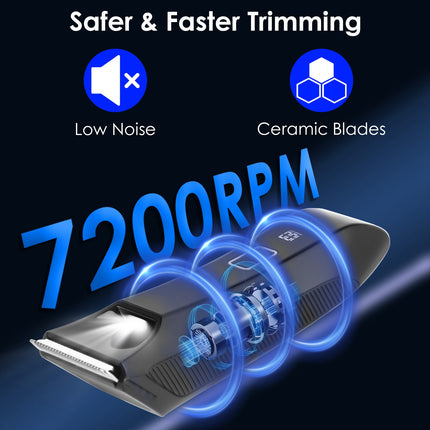 1Pc 2 In 1 Electric Body Trimmer For Men Cordless Beard Groin Ball Pubic Hair Shaver IPX7 Waterproof Razor With LED Light LCD Display Guard Comb Shaving Head