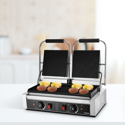 Commercial Panini Press Grill Electric Sandwich Maker Griddle Plate 19x9in