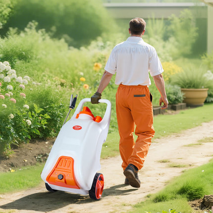 13.1Gal Battery Powered Sprayer With Cart Wheeled 0-80 PSI Electric Weed Sprayer
