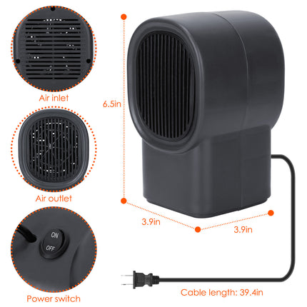 1Pc 400W Portable Electric Space Heater Mini Desktop Fan Heater Personal Small Space Heater For Home Office