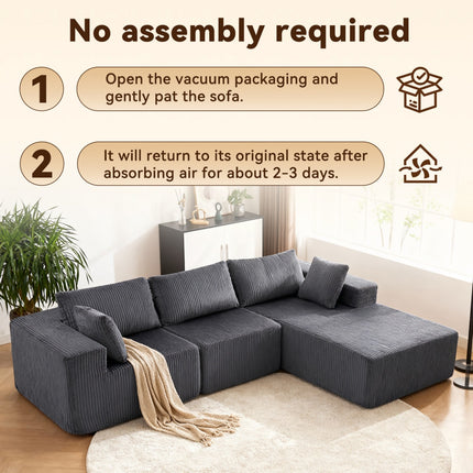Gray Versatile Modular Sofa Bed - Space-Saving, No Assembly