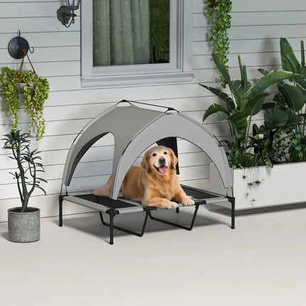 Elevated Dog Bed With Canopy, Raised Outdoor Pet Bed For Camping With Washable Breathable Mesh, 42'' X 30'' X 3'' , Tiktok