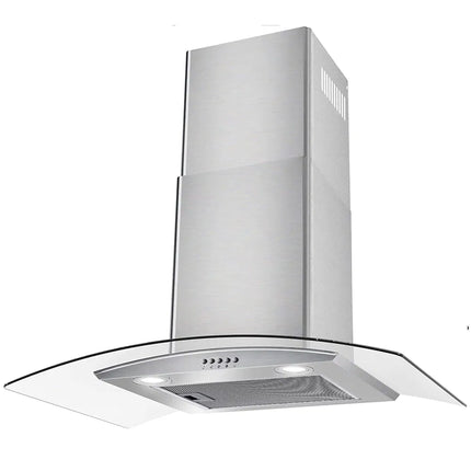 30" Wall Mount Range Hood 450CFM Tempered Glass Vented 3-Speed Fan W/LEDs