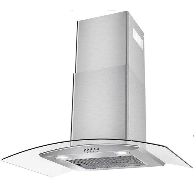 30" Wall Mount Range Hood 450CFM Tempered Glass Vented 3-Speed Fan W/LEDs
