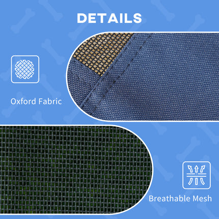 48" x 36" Elevated Portable Dog Cot Cooling Pet Bed with UV Protection Canopy Shade, Dark Blue