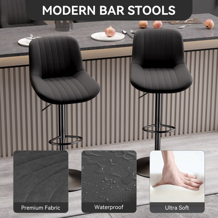 Bar Stools, Adjustable Modern Swivel Bar Stools With Backs, Counter Height Performance Fabric Island Chairs For Home Kitchen