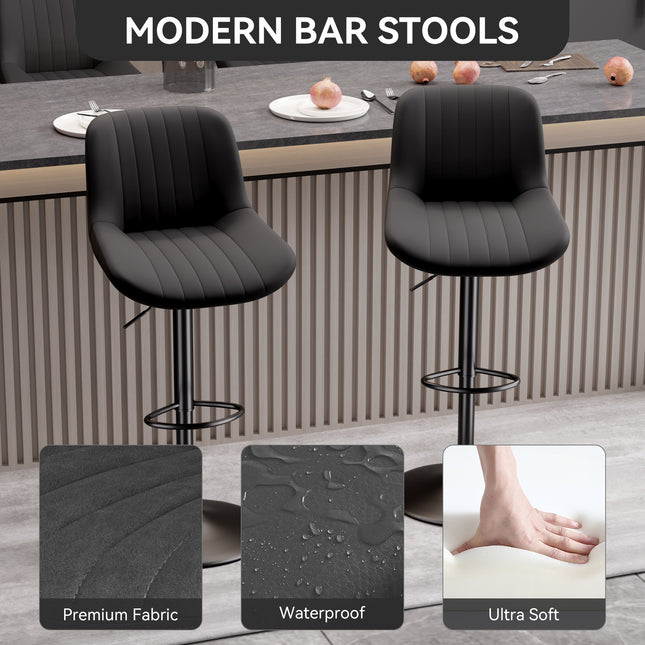 Bar Stools, Adjustable Modern Swivel Bar Stools With Backs, Counter Height Performance Fabric Island Chairs For Home Kitchen