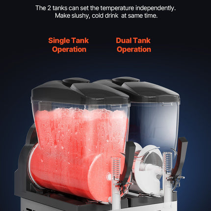 12Lx2 Tank Commercial Slushy Machine Margarita Smoothie Frozen Drink Maker