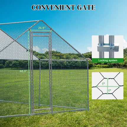 10 X 10 Ft Large Metal Chicken Coop, Walk-in Poultry Cage Chicken Hen Run House With Waterproof Cover, Rabbits Cats Dogs Farm Pen For Outdoor Backyard Farm Garden(SAME AS09877689)