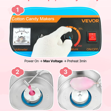 Commercial Cotton Candy Machine Electric Sugar Floss Maker Stainless Steel Blue