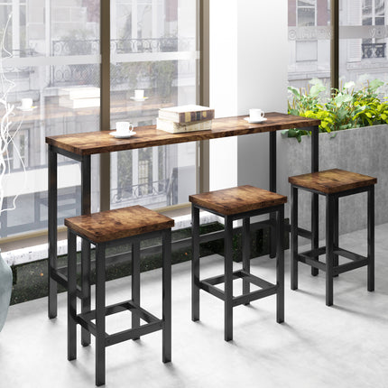 TOPMAx Counter Height Extra Long Dining Table Set With 3 Stools Pub Kitchen Set Side Table With Footrest Brown