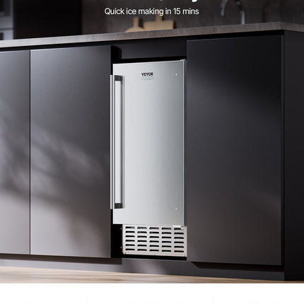 Undercounter Ice Maker 66 Lbs/Day Built-in Ice Maker Machine W/ Reversible Door