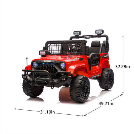 24V Two-seater Kids Ride On Electric Truck Car W Parents Control,2wd,Four-wheel Suspension, 8.66in Ground Clearance, LED & Searchlights, Bluetooth, Music, Provide 3.11-4.97MPH Speed For Kids  Aged 2-6