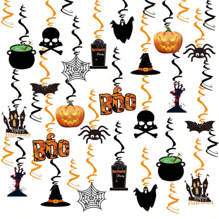 36 Pcs Halloween Hanging Swirl Decorations Halloween Spooky Ceiling Decor With Ghost Pumpkin Skull Witches Spider Bat For Home Indoor Outdoor Party Office Halloween Party Decor Supplies