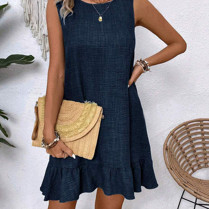 Summer Ruffle Dress Fashion Loose Sleeveless Straight Beach Dresses For Women