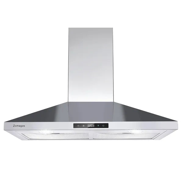 30 Inch Range Hood Wall Mounted 450 CFM Touch Panel Kitchen Stainless Steel Vented