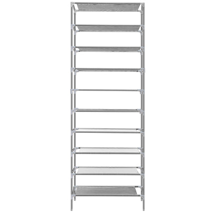 10 Tiers Shoes Rack Shelves 27 Pairs Shoes Storage Organizer Stand Non-Woven Fabric Detachable Shoes Tower Stackable Shoes Storage Rack For Entryway