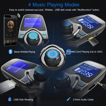 Car Wireless FM Transmitter MP3 Player Hand-Free Call USB Charger AUX Input