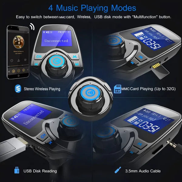 Car Wireless FM Transmitter MP3 Player Hand-Free Call USB Charger AUX Input