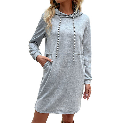 Women's Clothing Striped Patchwork Hoodie Skirt