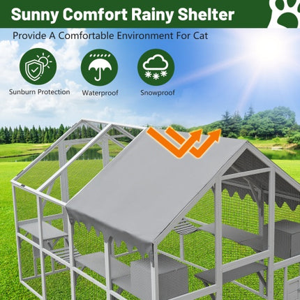 Outdoor Cat Room Cat Fence 110 Large Kitten Play Fence With Platform