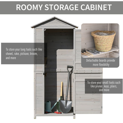 Wooden Garden Cabinet 4-Tier Storage Shed Lockable Organizer w/ Foot Pad Handle