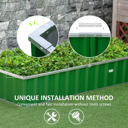 Raised Garden Bed, Galvanized Metal Planter Box For Vegetables Flowers Herbs, Green