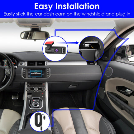 1Pc 2K HD Front Dash Cam For Car With IPS Screen Night Vision Loop Recording Included 32G Storage Card 140 Degree Wide Angle WiFi App Control Front Dashcam