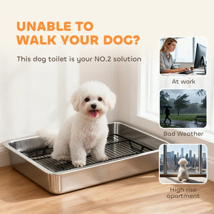 Dog Potty Tray Stainless Steel For Small And Medium Dogs, Dog Training Tray For Porch, Bathroom, Balcony