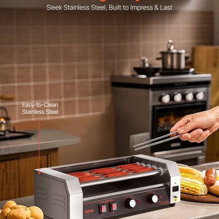 Electric 12 Hot Dog 5 Roller Commercial Sausage Grill Cooker Machine 750W