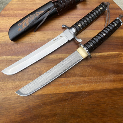 Damascus Wooden Sheath Knife Keel Integrated Outdoor Camping Climbing Knife