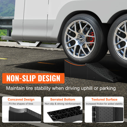 VEVOR Car Service Ramp, 20000 Lbs 10 Ton Loading Capacity, Lift Car Ramp, Low Profile Plastic Tire Ramp, Heavy Duty Truck Ramp For Oil Changes Wheels, Lift Vehicle Maintenance,