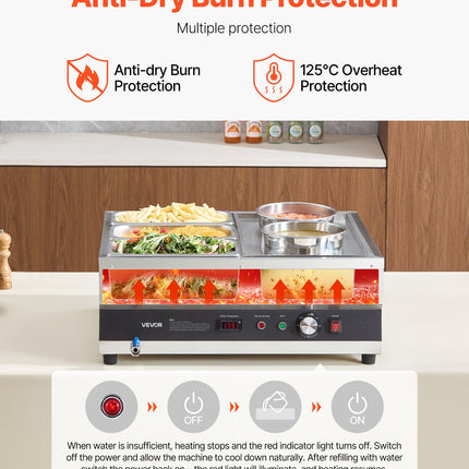 Commercial Soup Warmer Soup Station With 2-Pot & 3-Pan Soup Kettle Warmer