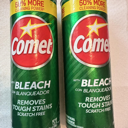 Comet Bleach Cleaner with Bleach, Removes Tough Stains Scratch Free, 50% More Cleaning Power, 2 Pack, by LYNIQUE