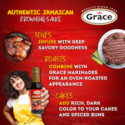 Grace Browning Sauce Jamaican 4.8oz - 2 Pack Browning Sauce for Grilling & Baking Jamaican Food - Jamaican Seasoning Sauce for Beef Gravy Vegetarian Gravy Brown Gravy Sauce & Oxtail Seasoning Jamaican