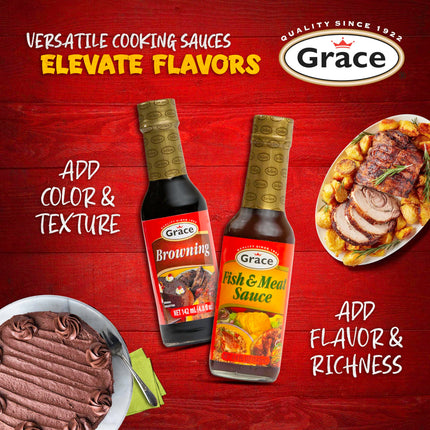 Grace Browning Sauce Jamaican 4.8oz - 2 Pack Browning Sauce for Grilling & Baking Jamaican Food - Jamaican Seasoning Sauce for Beef Gravy Vegetarian Gravy Brown Gravy Sauce & Oxtail Seasoning Jamaican
