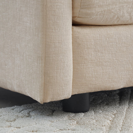 Modern Sofa Couch, 3 Piece Set Extra Deep Seat Sectional Sofa For Living Room, Oversized Sofa, 3 Seat Sofa, Loveseat And Single Sofa, Beige Chenille