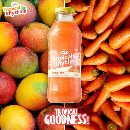 Grace Tropical Rhythms Ginger and Pineapple Juice 1 Liter (33.8oz) - 3 Cartons - Jamaican Fruit Juice