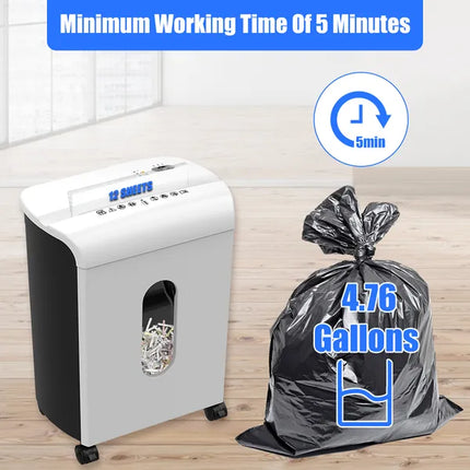 Woolsche Paper Shredder, P-4 Security Level,12-Sheet Cross Cut With 4.76-Gallon Pull Out Bin, Shred Paper And Credit Card/CD For Office Use