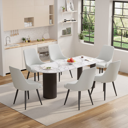 Modern Dining Chairs Set Of 2, Faux Leather Upholstered Dining Room Chairs With Widened Seat, Armless Side Chairs With Metal Legs