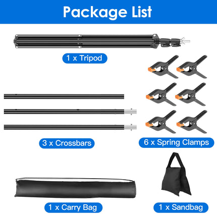 1Set 6.5x8.5FT T Shape Photo Video Backdrop Stand Heavy Duty Background Stand Adjustable Photography Backdrop Stand With 6 Spring Clamps Sandbag Carry Bag For Studio Party Wedding