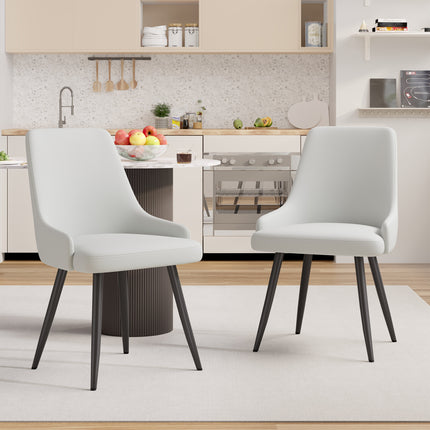 Modern Dining Chairs Set Of 2, Faux Leather Upholstered Dining Room Chairs With Widened Seat, Armless Side Chairs With Metal Legs